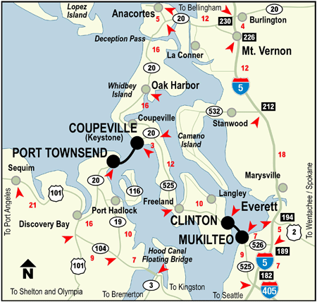 Whidbey Island Map. [ Whidbey Island route map ]