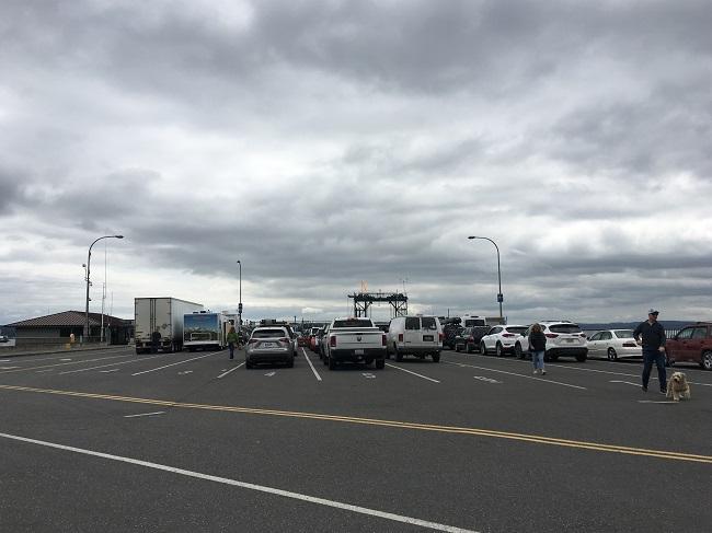 Vehicle holding lanes at Port Townsend terminal