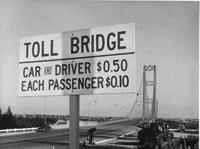 toll sign in front of Narrows Bridge