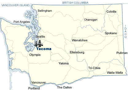 Washington State and Tacoma Narrows Bridge location