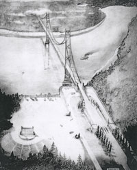 Artist's sketch of 1950 bridge WSA, WSDOT records